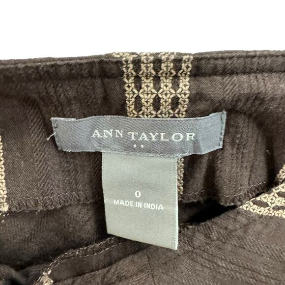 Ann Taylor Brown Chevron Crochet Lace Hem Skirt - Picture 2 of 8